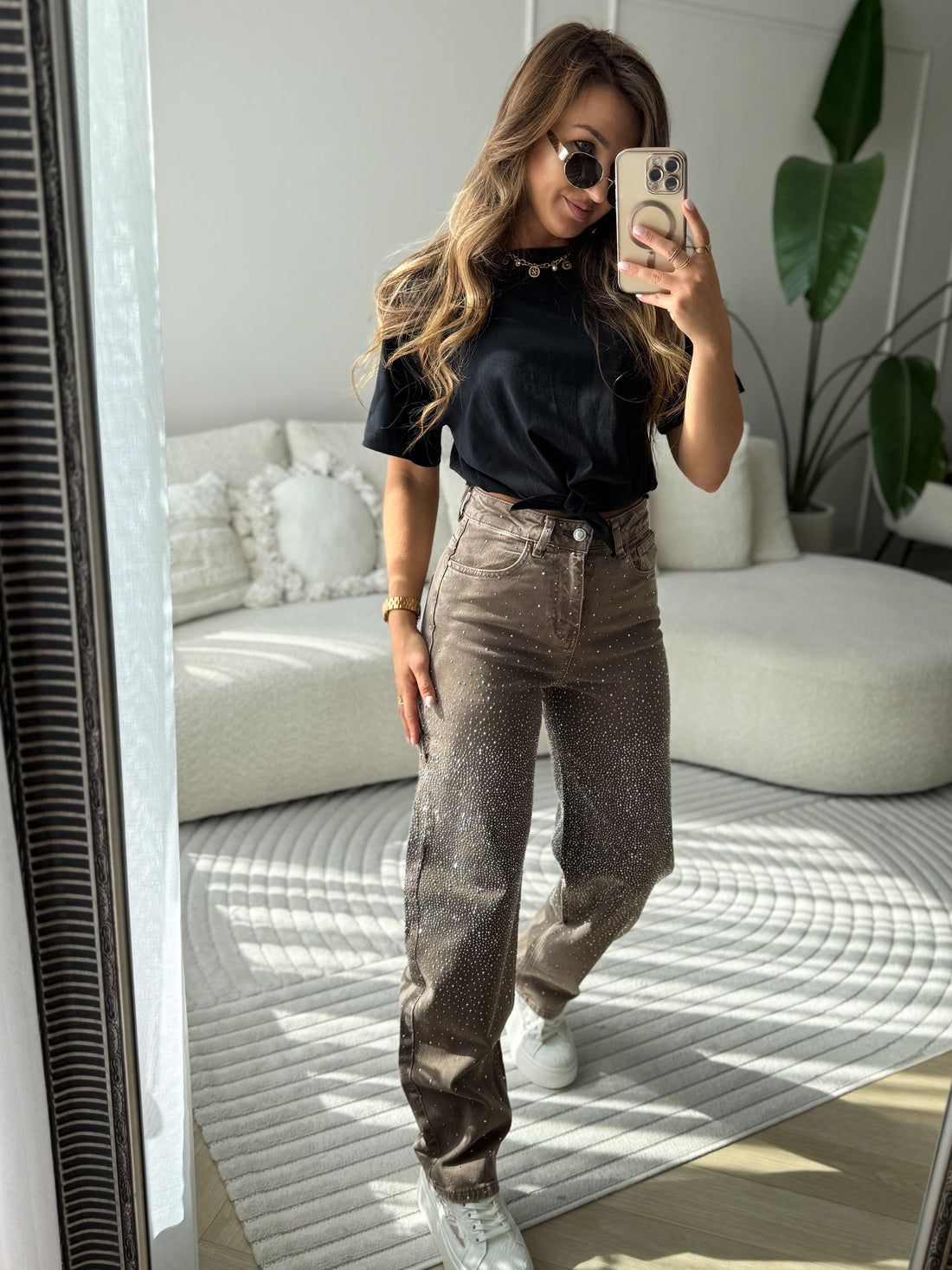 Rose | Crystal Jeans Brown Barrel