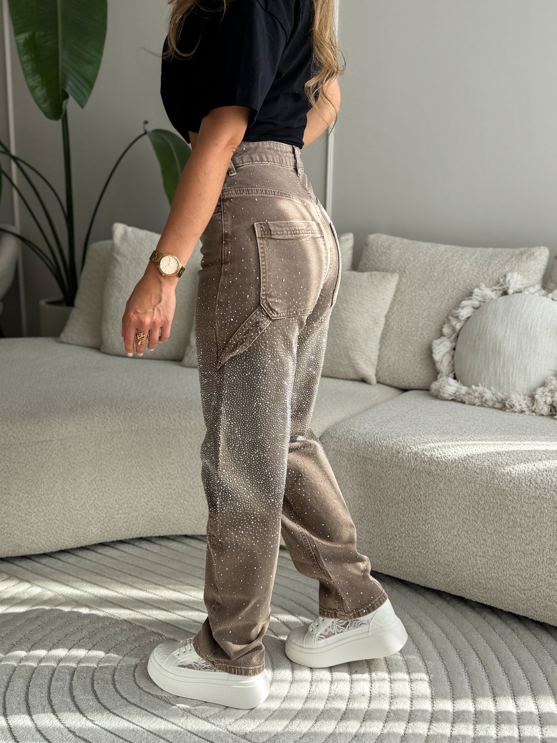 Rose | Crystal Jeans Brown Barrel