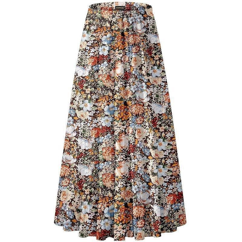 Imke | Bloemenprint Rok met Elastische Taille