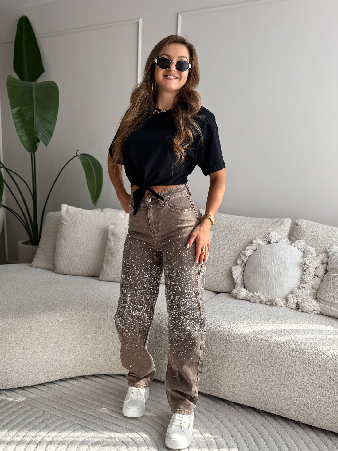 Rose | Crystal Jeans Brown Barrel