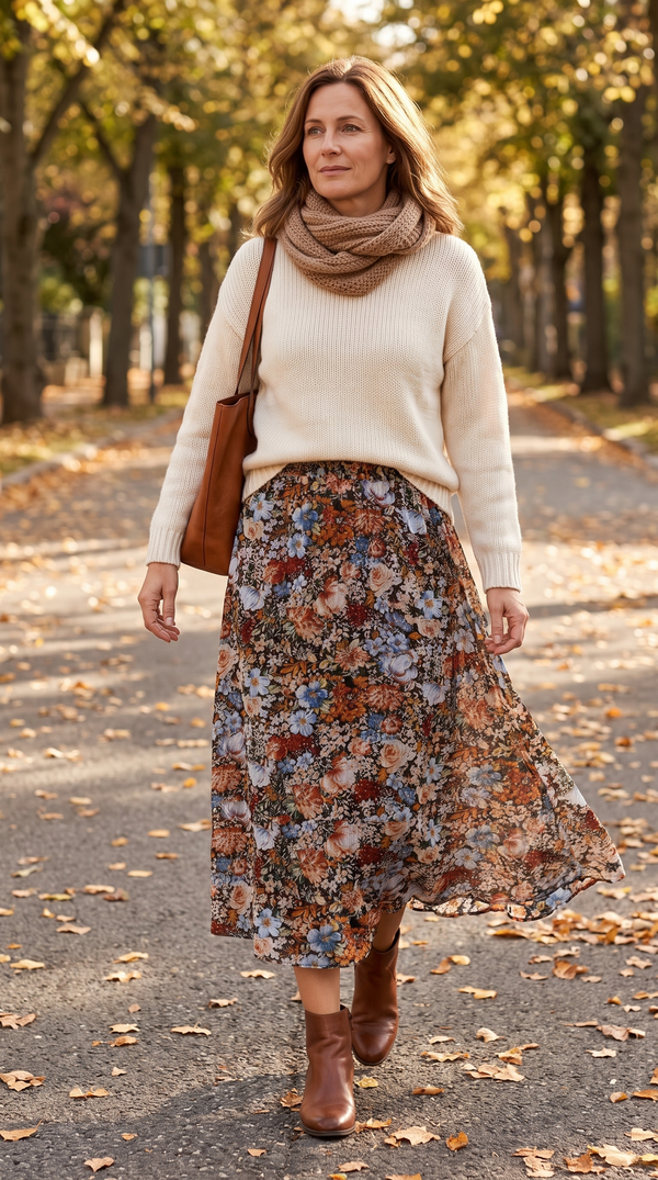 Imke | Bloemenprint Rok met Elastische Taille